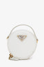Prada White Saffiano Leather Mini Crossbody Round Bag