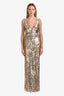 Jenny Packham Gold Sequin V-Neck Gown Size 10