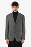 Pal Zileri Green Wool Cotton Tweed Padded Shoulder Blazer Size 50 Mens