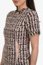 Sandy Liang Pink/Black Tweed with Mesh S/S Mini Dress Size 36