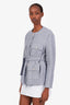 Maje Blue Tweed Belted Jacket Size 38