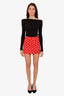 Marni Red/Black Polka-dot Crepe Mini Skirt Size 36