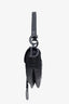 Christian Dior Black Leather Oblique Embossed Saddle Bag With Canvas Strap