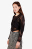 Ronny Kobo Black Lace Sheer Long Sleeve Zippered Top Size S