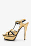 Saint Laurent Gold Embossed Crocodile Tribute Heels Size 37.5
