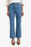 Veronica Beard Blue Striped Wide Leg Jeans Size 27