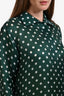 Sofie D'Hoore Green Polka Dot Printed Organza Silk Oversized Shirt Dress Size 38
