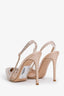 Sergio Rossi Nude Crystal Embellished Slingbacks Size 37.5