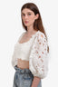 Zimmermann White Floral Ramie Puff Sleeve Cropped Shirt Size 2