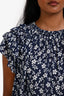 Ulla Johnson Blue/White Cotton Floral Short Sleeve Top Size 2