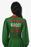 Gucci x Sony Music Green/Red Logo Embroidered Long Sleeve Pleated Midi Dress Size S