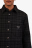 Prada 2024 Grey Triangle Logo Button Up Puffer Coat Size S