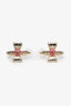 Pre-loved Chanel™ 22B Gold Tone Pink Bow CC Hoop Earrings