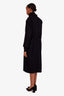 Pre-loved Chanel™ Black Cashmere Single Breasted Button Up Trench Coat Size 48