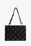 Gucci Black Leather Gold Bee Messenger Bag