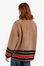 Burberry Tan Wool 'Kettlewell' Striped Teddy Coat Size 12