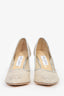 Jimmy Choo Champagne Coarse Glitter Romy 85 Pumps Size 41.5