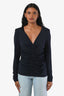 Elie Tahari Black V-Neck Ruched Long Sleeve Top Size S