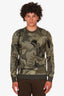 Alexander McQueen Green Camo Wool Skull Jacquard Sweater Size M Men's