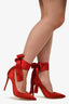Gianvito Rossi Red Satin Ribbon Wrap Pumps Size 36.5