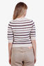 Pre-loved Chanel™ White/Red Striped Cashmere Knit Sweater Size 36