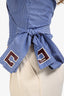 Elisabetta Franchi Blue/White Striped Cotton Tie Around Crop Shirt Size 44
