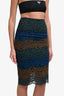 Sandro Brown/Blue/Green Lace Midi Skirt Size 1