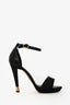 Pre-Loved Chanel™ Black/Gold Leather Strappy Heels Size 39