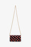 Prada Black Saffiano Heart Print Mini Wallet on Chain