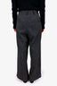 Smythe Grey Wool Linen Blend Herringbone Wide Leg Trouser Size 6