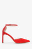 Stuart Weitzman Red Suede Crystal Embellished Shine 85 Heels Size 6.5