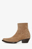 Saint Laurent Beige Suede Western Ankle Boot Size 41 Men's