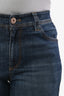 Jean fuselé en denim bleu Brunello Cucinelli, poche ornée de monili, taille 0