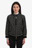 Moncler Black/White Lace Fiadone Cropped Bomber Jacket Size 2