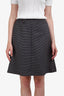 Pre-loved Chanel™ Navy/White Wool Silk Blend Striped Skirt Size 38