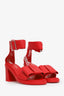 Comme des Garçons Red Leather Bow Ankle Strap Sandals Size 36.5