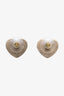 Pre-loved Chanel™ 21B Gold Tone Quilted Heart CC Stud Earrings