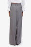 Prada Grey Virgin Wool Wide Leg Trousers Size 40