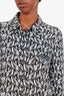 Prada 18AW Black/White Silk Banana Print Blouse Size 42