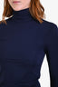 Sportmax Navy Stretch Turtleneck Long Sleeve Top Size XS