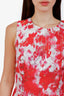 Carolina Herrera Pink/White Floral Print Sleeveless Midi Dress Size 8