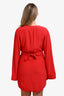 L'Academie Red V-Neck Long Sleeve Tie Mini Dress Size M