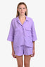 Smythe Purple Linen Shirt Shorts Set Size S+M