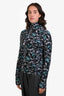 Dries Van Noten Blue Long Sleeve Mock Neck Top Size M