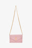 Saint Laurent Pink Grained Leather Wallet On Chain