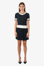 Pre-loved Chanel™ 2014 Blue/White Knit Waist Band Bow Detail SS Mini Dress Size 40