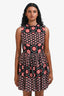 Sandro Black/Red Printed Ruffled Skirt Sleeveless Mini Dress Size 1