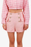Balmain Pink Gold Button High Waist Shorts Size 38