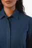 Jil Sander Navy Cotton Button-Up Long Sleeve Mini Dress Size 34