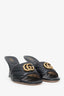 Gucci Black Leather GG Open Toe Heels Size 37.5